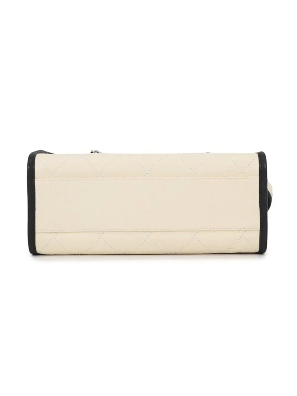 Chanel Caviar Leather CC Logo Deauville Bowling Bag 2-Way White Black